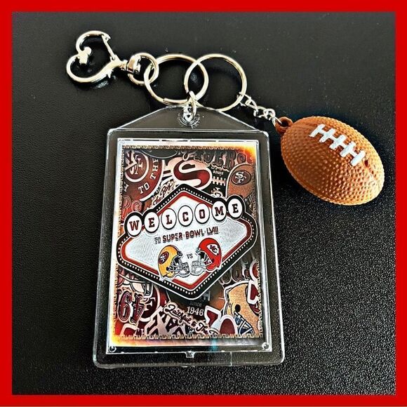 🏈 NWT. SF 49ers and KC Football Keychain. Perfect gift. - Picture 1 of 9